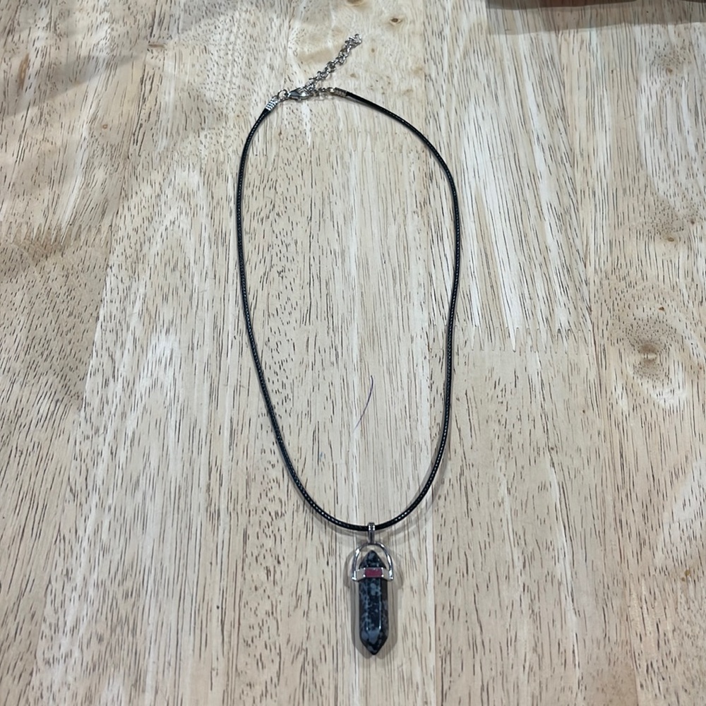 Black marble crystal necklace